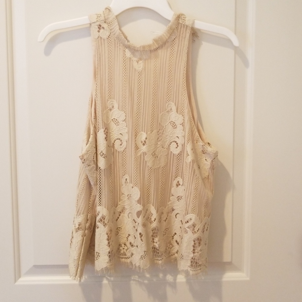 Urban outfitters ivory tank with lace